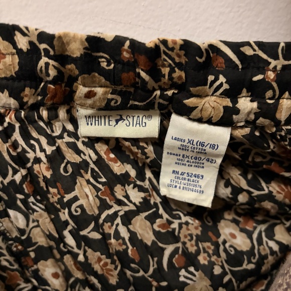 Vintage 90’s boho White Stag Black & tan Floral peasant Maxi Skirt - Picture 6 of 6